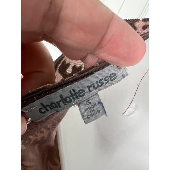 Charlotte Russe Brown Goth Gothic Long Sleeve Burnout Velvet Bodysuit Small - Picture 2 of 7